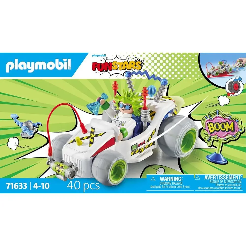NIB Playmobil Funstars Racing Professor Set 71633 40pc Pullback Go-Kart